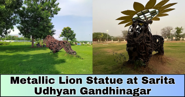 Metallic Lion Statue at Sarita Udhyan gandhinagar