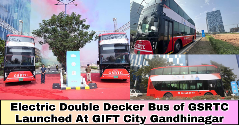 Electric Double Decker Bus of GSRTC launched at GIFT City gandhinagar